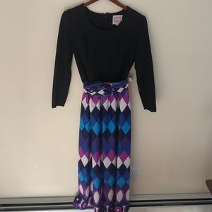 Vintage Harlequin pattern 1960’s maxi dress